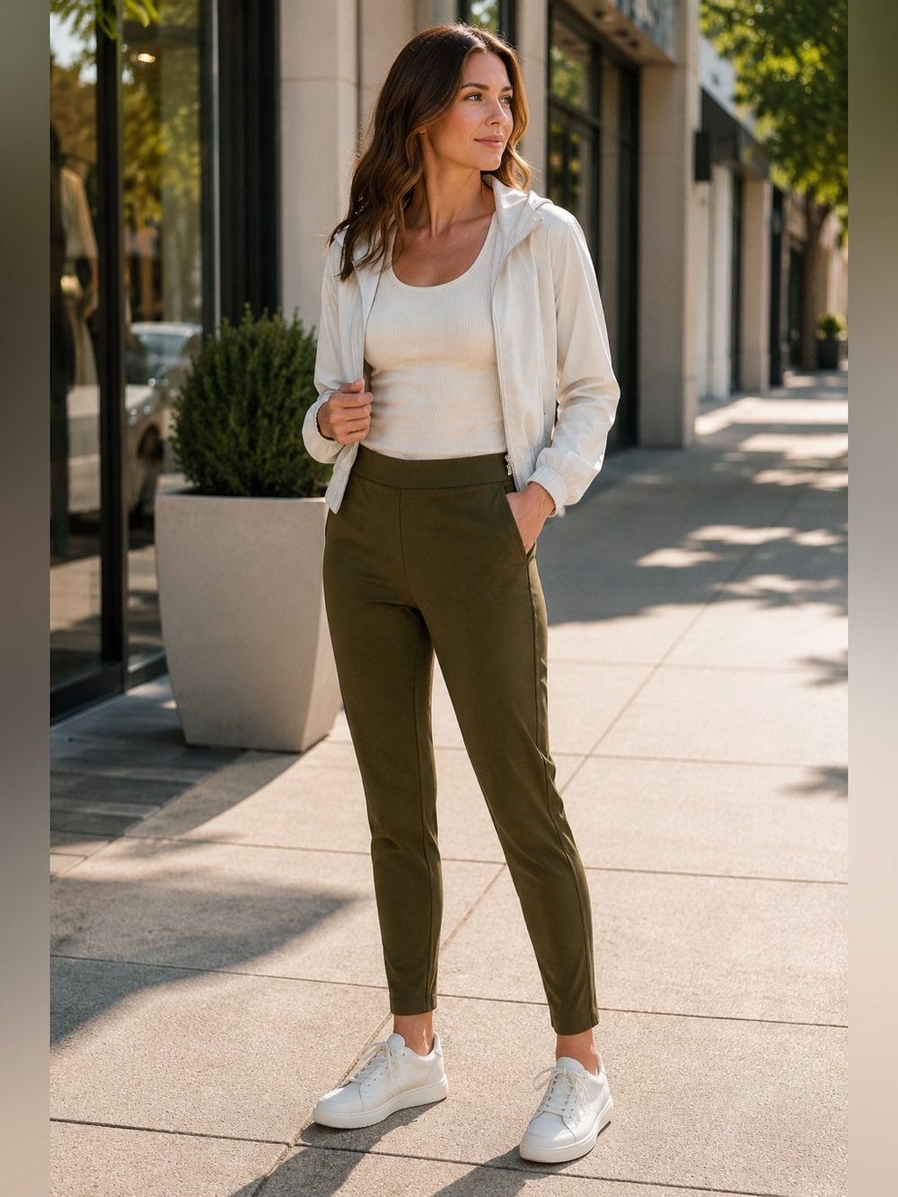 Lululemon Women’s Size 4 Olive Green Stretch Ankle Pants Zip Pockets